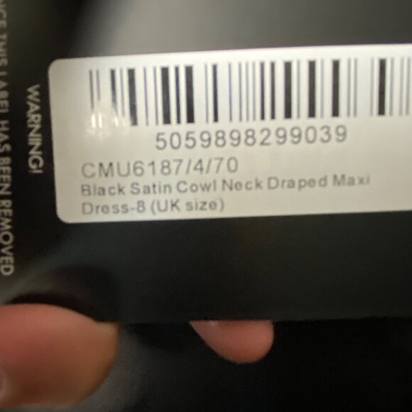 PrettyLittleThing Black Satin Cowl Neck Draped Maxi Dress US 4 UK 8 Formal LBD - Picture 6 of 10